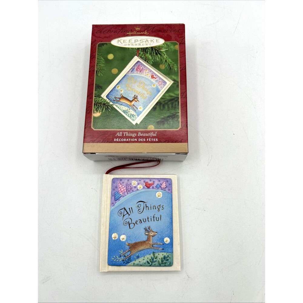VTG 2000 Hallmark Keepsake Ornament All Things Beautiful Mini Book Deer QX8351